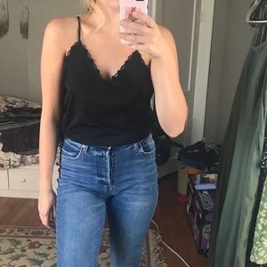 Abercrombie Black satin tank